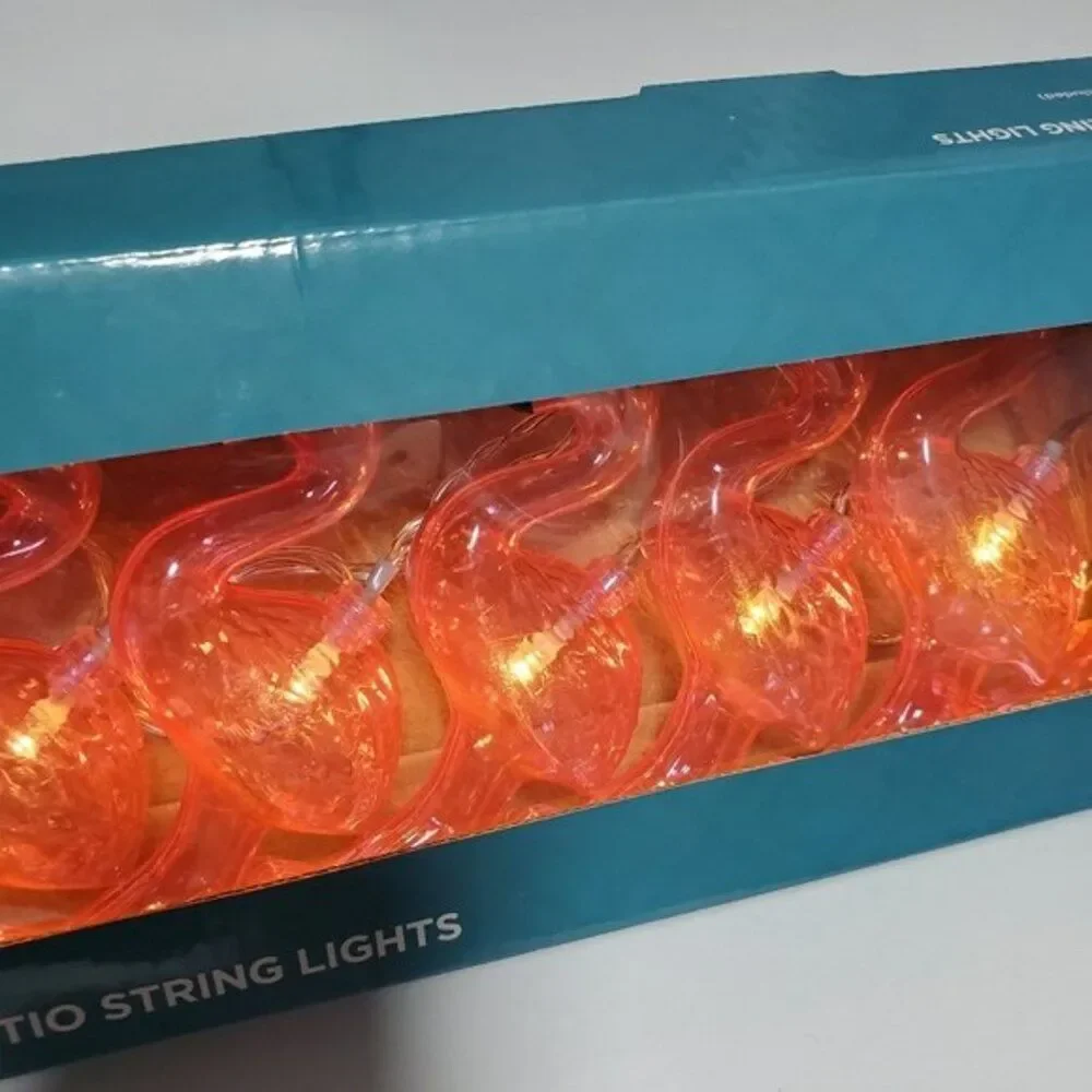 Pink Flamingo Patio String Lights 10 Battery operated Luau Party Summer  *